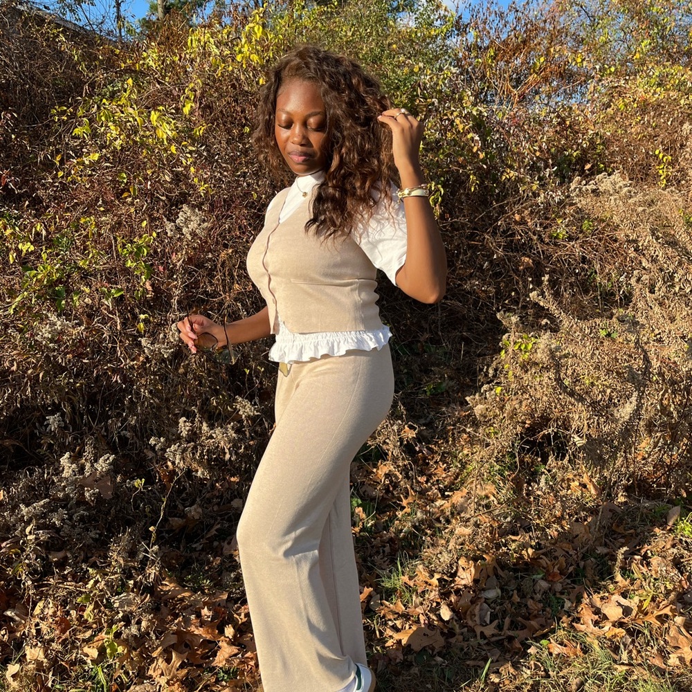 Stylish Tan Two-Piece Set